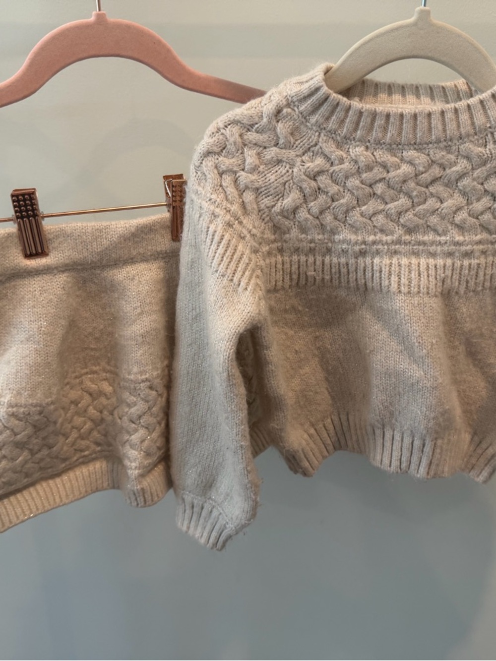Cozy Cream Cable-Knit toddler  Sweater skirt set